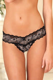 Crotchless Lace V-Thong Black in S-M