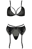 Crave Me Bra, Garter and G-String Set in M-L