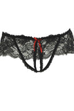 Lace Peek-a-Boo Bra & Panty Set Black in S-M