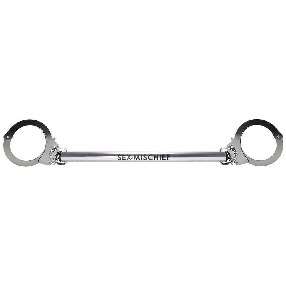Sex & Mischief Spreader Bar with Metal Cuffs in Silver