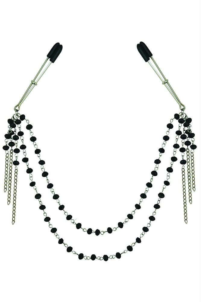 Midnight Black Onyx Jeweled Tweezer Clamps