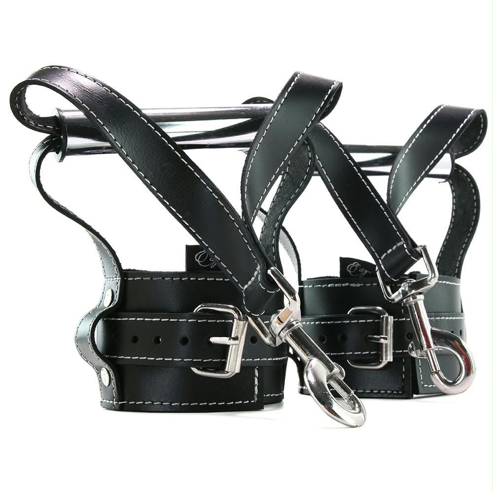 Edge Leather Hand Grip Wrist Cuffs in Black