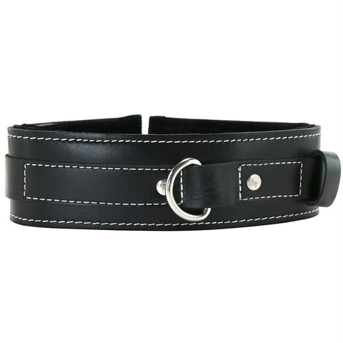 Edge Lined Leather Collar in Black
