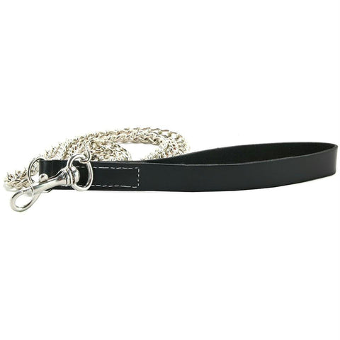 Edge Leather and Chain Leash in Black