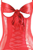 Red Satin Chemise with Bow Front in OSXL
