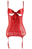 Red Satin Chemise with Bow Front in OSXL