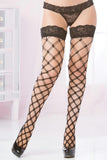 Multi Fence Net Lace Top Thigh Highs in OS