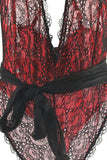 Romantic Red Galloon Lace Teddy in OS