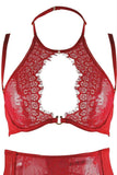 Ravishing Red Eyelash Lace Bra, Garter & Panty in M