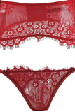 Ravishing Red Eyelash Lace Bra, Garter & Panty in M
