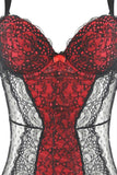 Black & Red Dot Mesh Chemise in 3X-4X