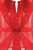 Ravishing Red Geo Lace Bustier and Thong in 1X-2X