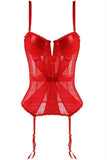 Ravishing Red Geo Lace Bustier and Thong in 1X-2X