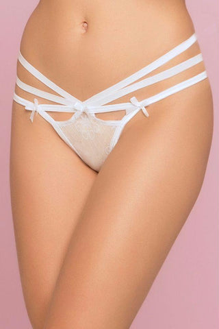 White Floral Lace Strappy Thong in M