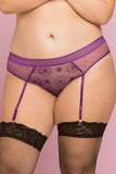 Purple Lace & Dot Mesh Panty in 3X-4X