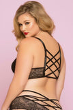 Black Rose Galloon Lace Bralette in 3X-4X