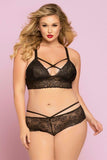 Black Rose Galloon Lace Bralette in 3X-4X