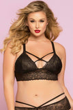Black Rose Galloon Lace Bralette in 3X-4X