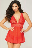 Red Flyaway Back Babydoll & Panty in L-XL