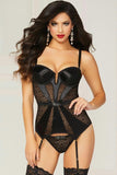 Classic Black Geo Lace Bustier and Thong in L