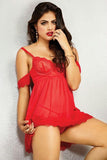 Cardinal Flutter Sleeved Babydoll & Thong in S