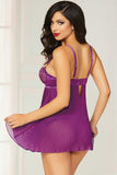 Violet Pleated Babydoll and Thong in L
