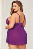 Violet Pleated Babydoll and Thong in 3X-4X