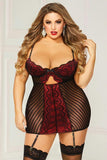 Heart's on Fire Striped Chemise in 3X-4X