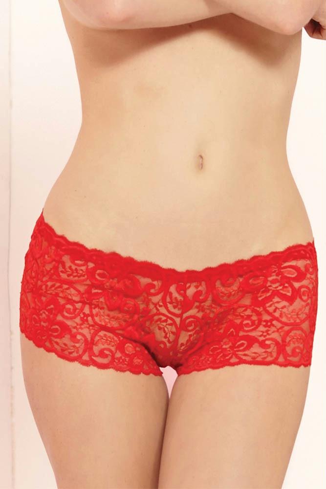 Romantic Red Lace Boyshort in S