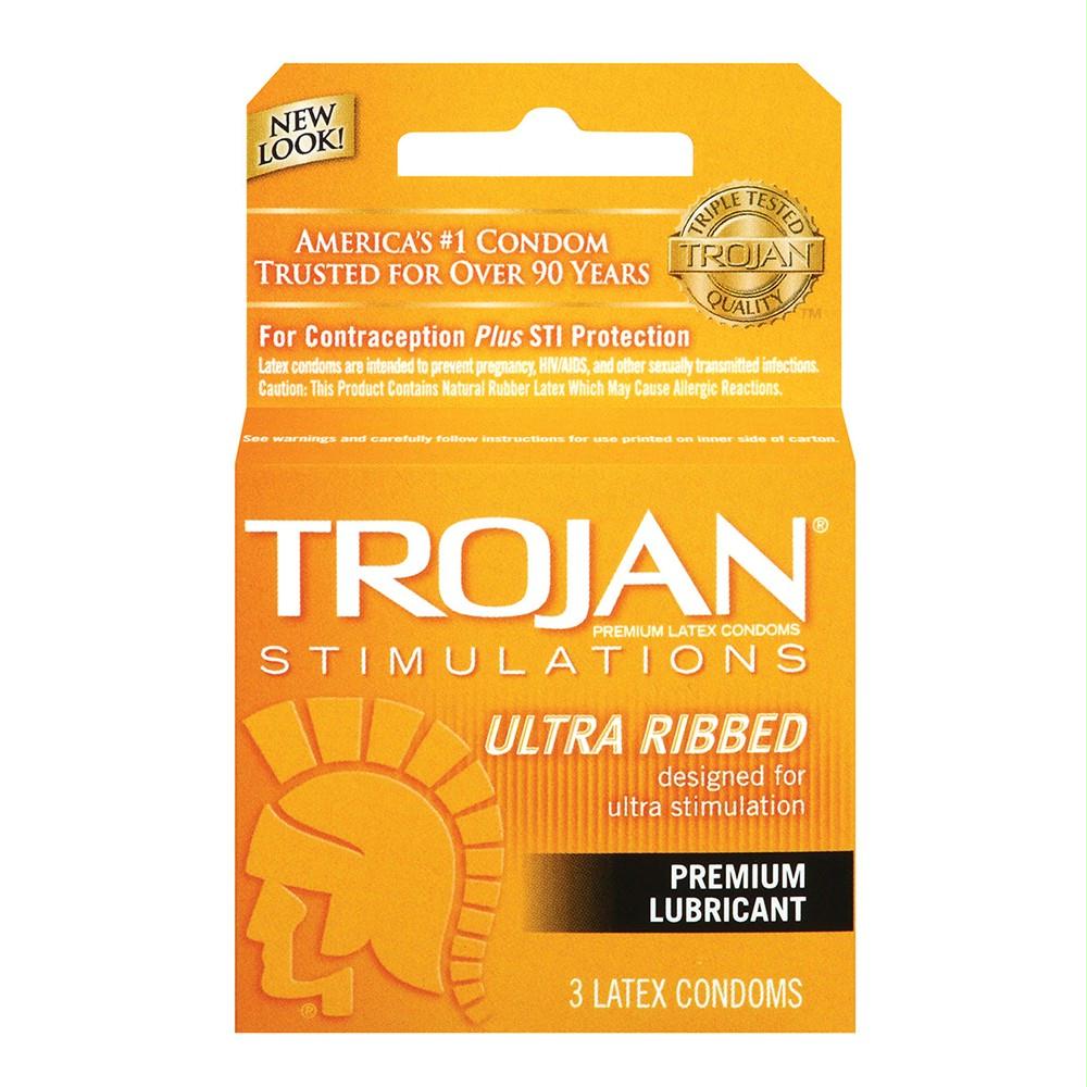 Trojan Stimulations Ultra Ribbed Condoms in 3 Pack