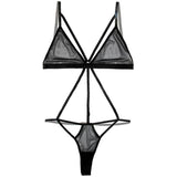Strappy Black Mesh Remote Vibrating Teddy in OSXL
