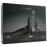 Bullet Vibrator Set with Anal Beads & Plug Sleeve in Black